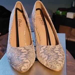 Silver glitter wedding shoes